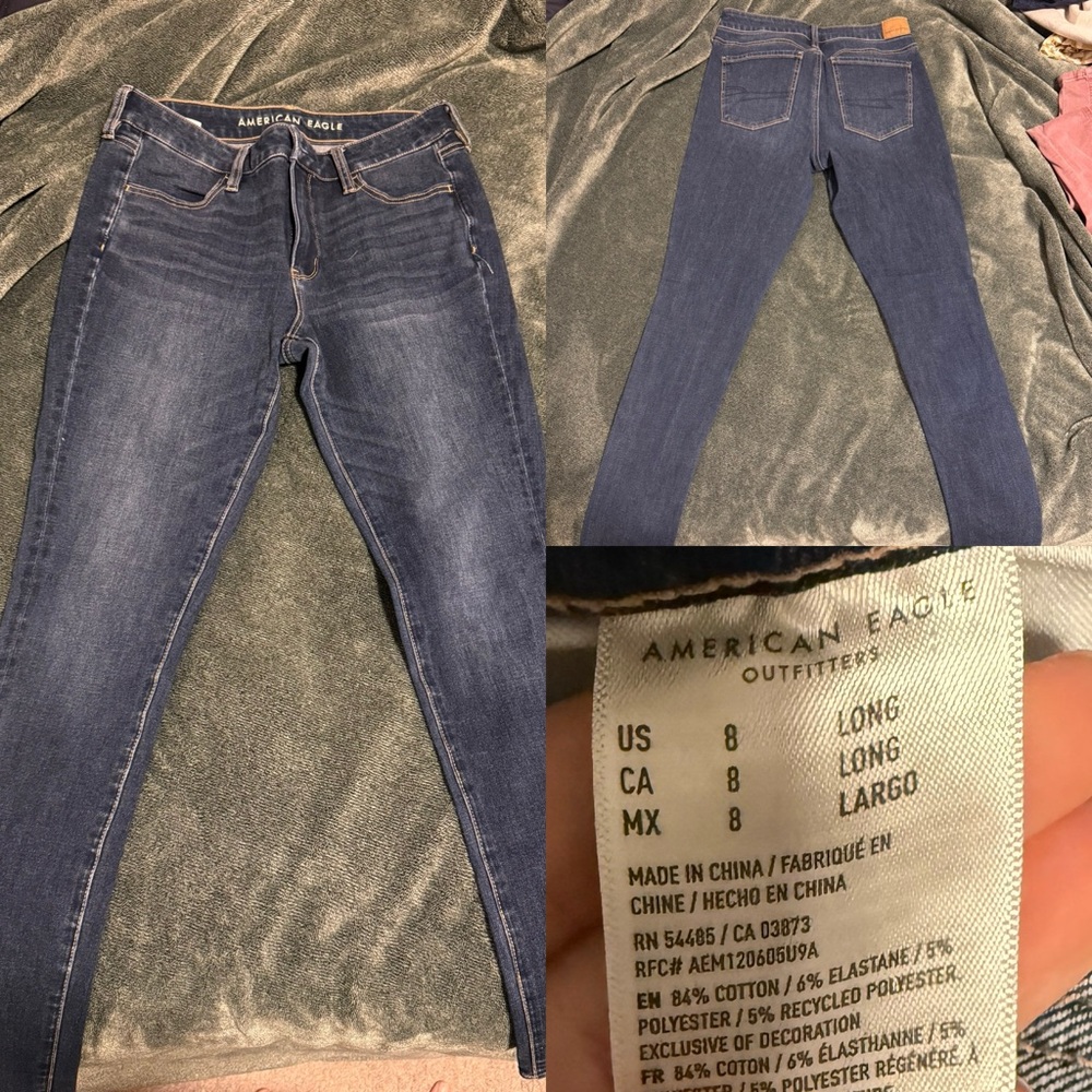 American Eagle Outfitters Women's Dark Blue Skinny Jeans